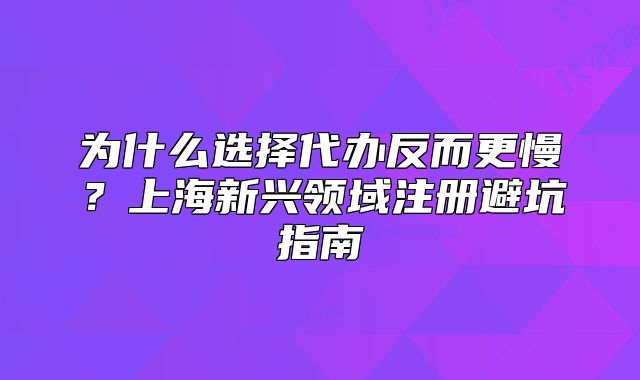為什么選擇代辦反而更慢？上海新興領域注冊避坑指南