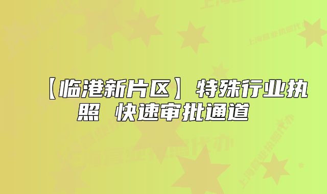 【臨港新片區(qū)】特殊行業(yè)執(zhí)照 快速審批通道