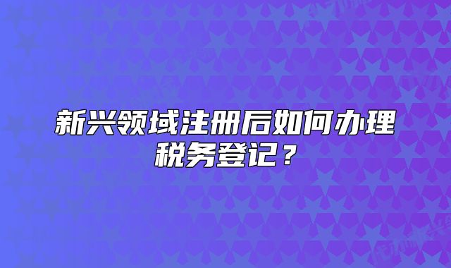 新興領(lǐng)域注冊后如何辦理稅務(wù)登記？