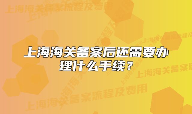 上海海關(guān)備案后還需要辦理什么手續(xù)？
