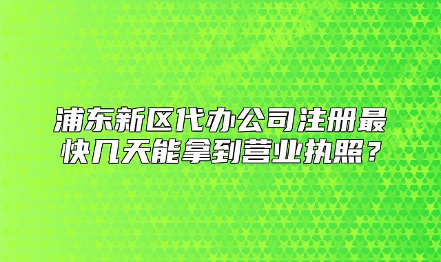浦東新區(qū)代辦公司注冊(cè)最快幾天能拿到營業(yè)執(zhí)照？