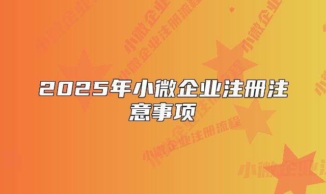 2025年小微企業(yè)注冊注意事項