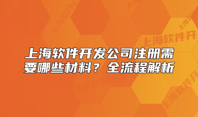 上海軟件開發(fā)公司注冊需要哪些材料？全流程解析
