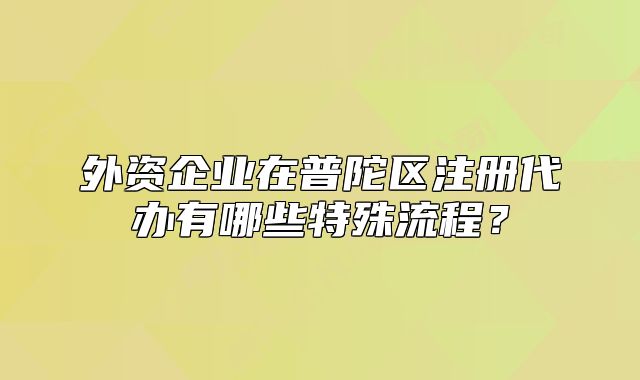 外資企業(yè)在普陀區(qū)注冊代辦有哪些特殊流程？