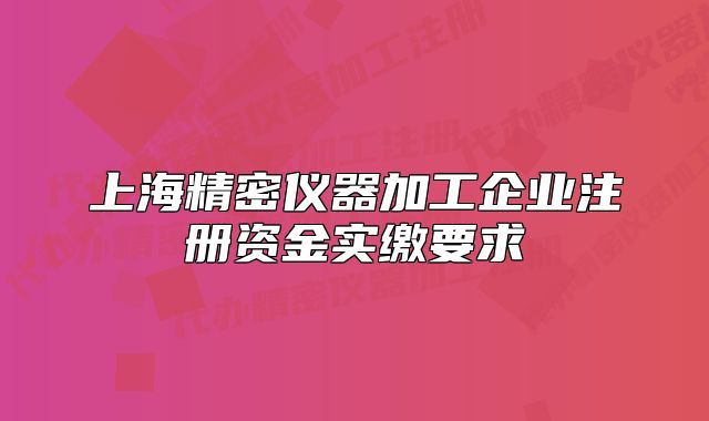 上海精密儀器加工企業(yè)注冊資金實繳要求