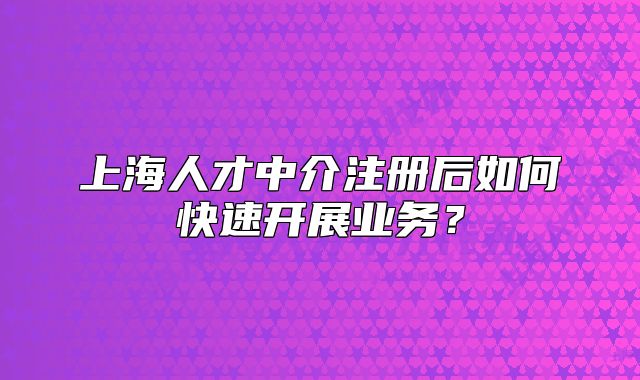 上海人才中介注冊后如何快速開展業(yè)務(wù)？