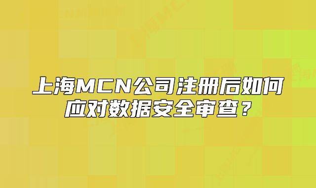 上海MCN公司注冊(cè)后如何應(yīng)對(duì)數(shù)據(jù)安全審查？