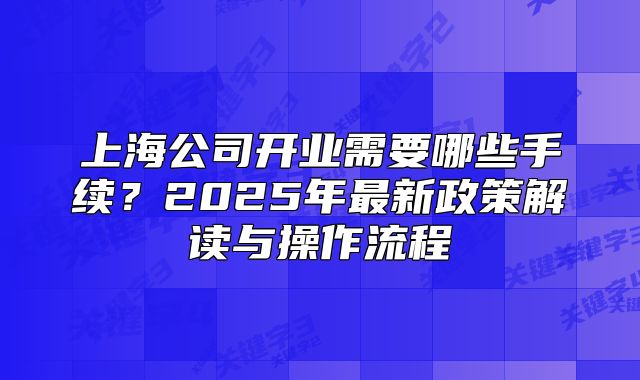上海公司開業(yè)需要哪些手續(xù)？2025年最新政策解讀與操作流程