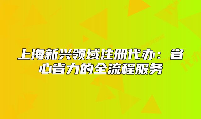 上海新興領(lǐng)域注冊(cè)代辦：省心省力的全流程服務(wù)