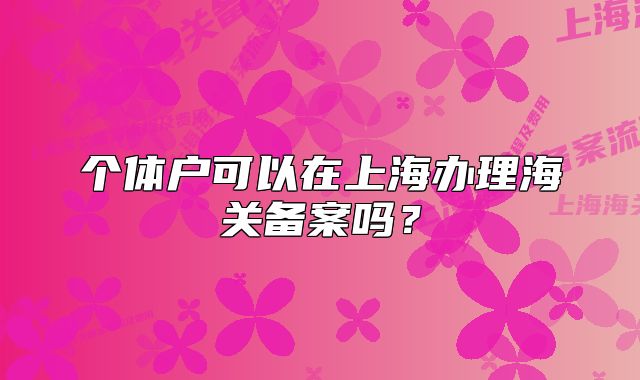 個體戶可以在上海辦理海關備案嗎？