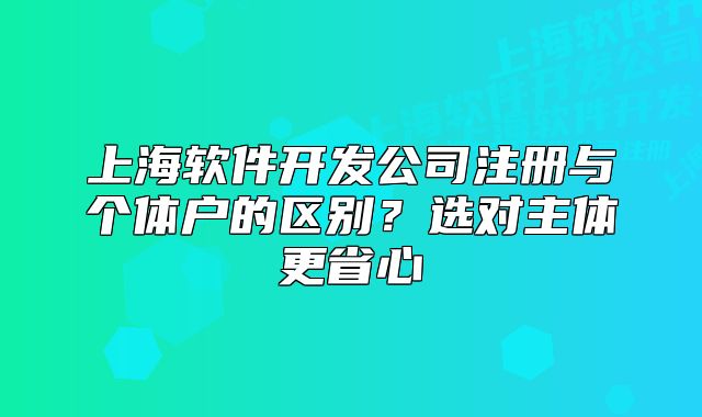 上海軟件開(kāi)發(fā)公司注冊(cè)與個(gè)體戶的區(qū)別？選對(duì)主體更省心
