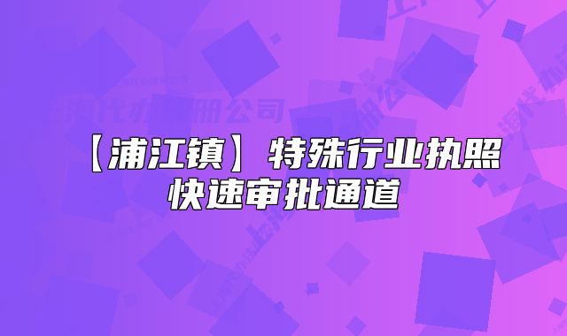 【浦江鎮(zhèn)】特殊行業(yè)執(zhí)照 快速審批通道
