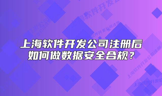 上海軟件開(kāi)發(fā)公司注冊(cè)后如何做數(shù)據(jù)安全合規(guī)？