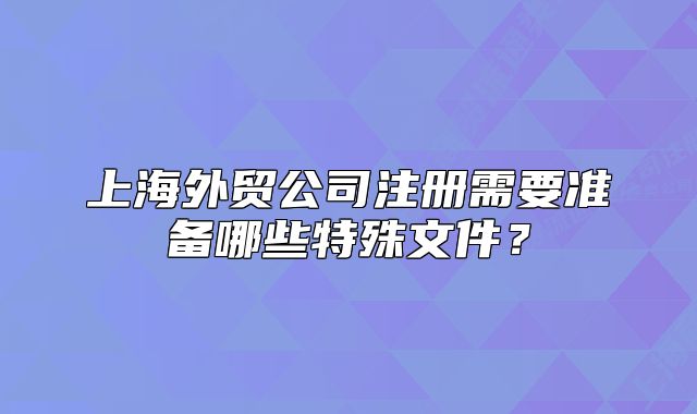 上海外貿(mào)公司注冊(cè)需要準(zhǔn)備哪些特殊文件？