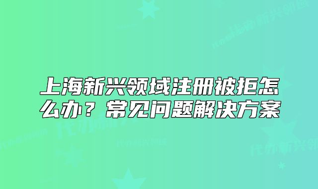 上海新興領(lǐng)域注冊(cè)被拒怎么辦？常見(jiàn)問(wèn)題解決方案