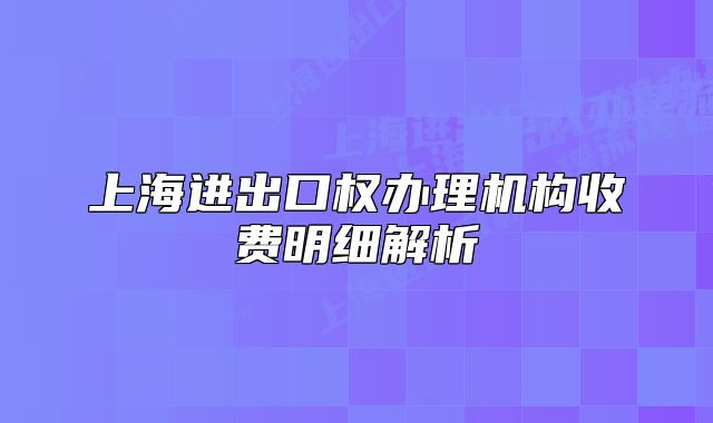 上海進出口權辦理機構收費明細解析