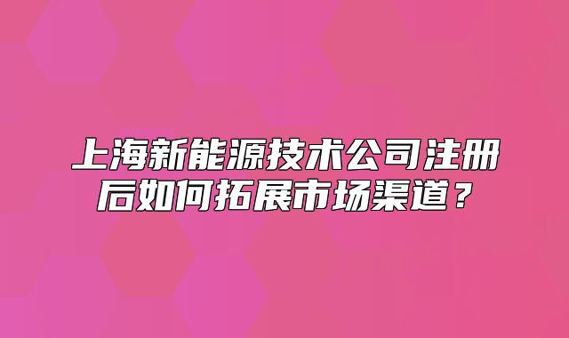 上海新能源技術公司注冊后如何拓展市場渠道？