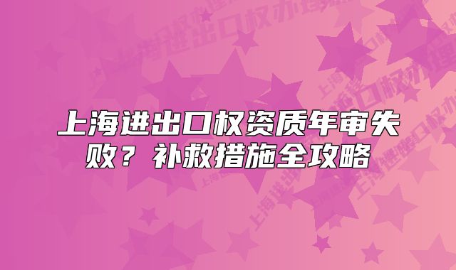 上海進出口權資質年審失??？補救措施全攻略