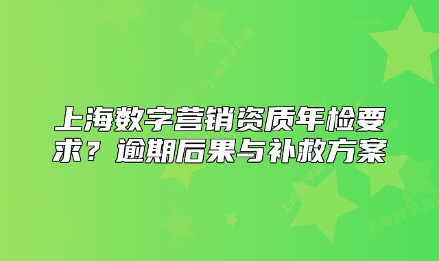 上海數(shù)字營(yíng)銷(xiāo)資質(zhì)年檢要求？逾期后果與補(bǔ)救方案