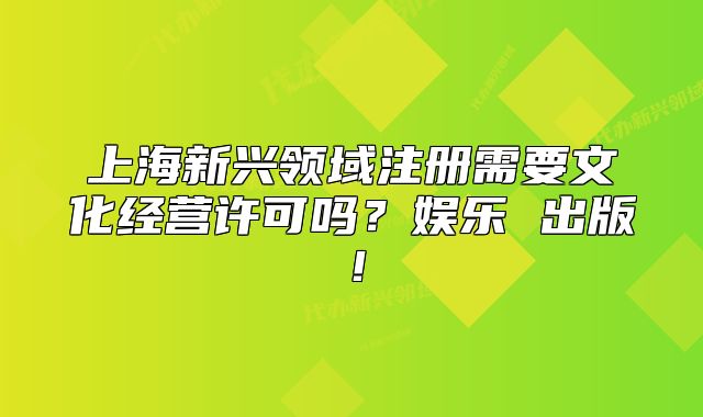 上海新興領(lǐng)域注冊(cè)需要文化經(jīng)營(yíng)許可嗎？娛樂(lè) 出版！