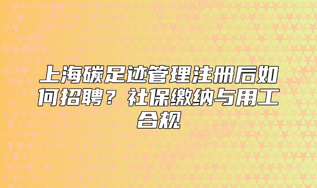 上海碳足跡管理注冊(cè)后如何招聘？社保繳納與用工合規(guī)