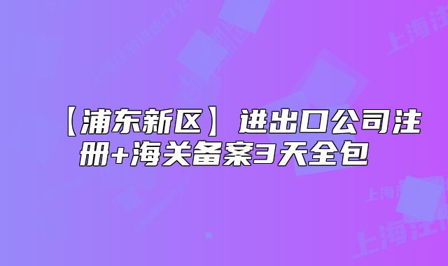 【浦東新區(qū)】進(jìn)出口公司注冊(cè)+海關(guān)備案3天全包