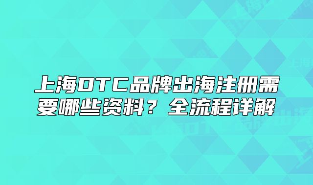 上海DTC品牌出海注冊需要哪些資料？全流程詳解