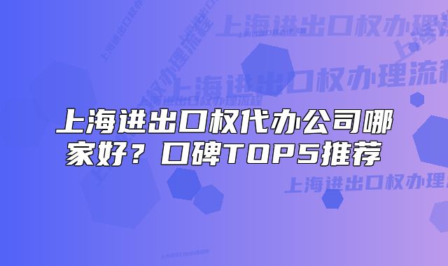 上海進出口權代辦公司哪家好？口碑TOP5推薦