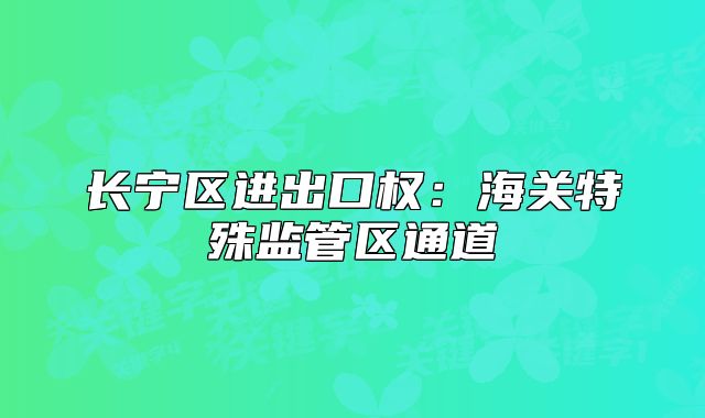 長(zhǎng)寧區(qū)進(jìn)出口權(quán)：海關(guān)特殊監(jiān)管區(qū)通道