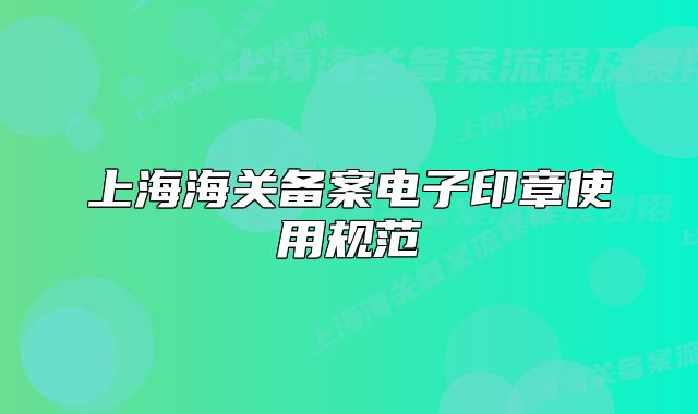 上海海關(guān)備案電子印章使用規(guī)范