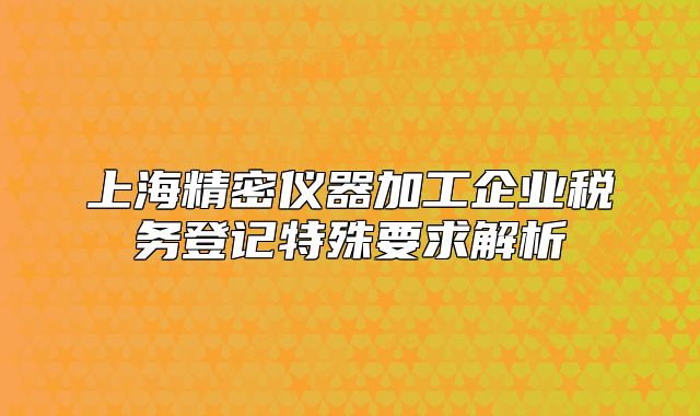 上海精密儀器加工企業(yè)稅務(wù)登記特殊要求解析