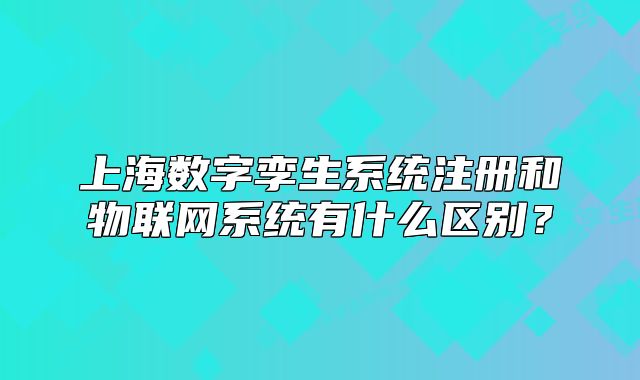 上海數(shù)字孿生系統(tǒng)注冊(cè)和物聯(lián)網(wǎng)系統(tǒng)有什么區(qū)別？