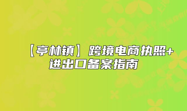 【亭林鎮(zhèn)】跨境電商執(zhí)照+進(jìn)出口備案指南