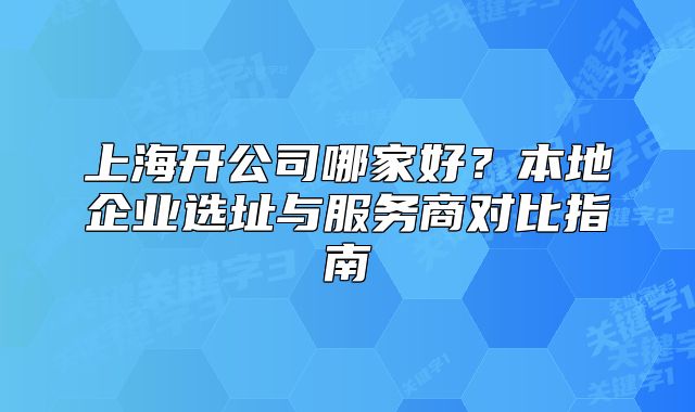 上海開公司哪家好？本地企業(yè)選址與服務(wù)商對比指南