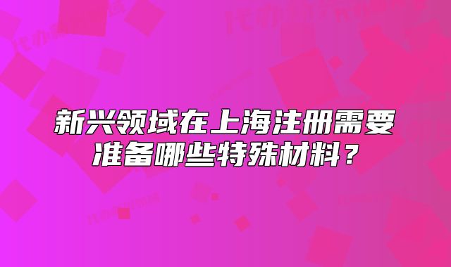新興領(lǐng)域在上海注冊需要準(zhǔn)備哪些特殊材料？