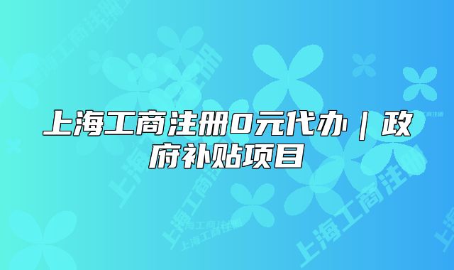 上海工商注冊0元代辦｜政府補貼項目