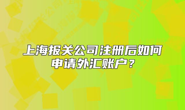 上海報關(guān)公司注冊后如何申請外匯賬戶？