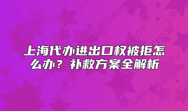 上海代辦進(jìn)出口權(quán)被拒怎么辦？補(bǔ)救方案全解析