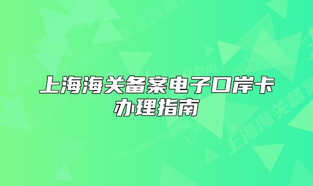 上海海關(guān)備案電子口岸卡辦理指南