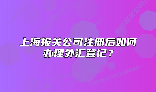 上海報關公司注冊后如何辦理外匯登記？