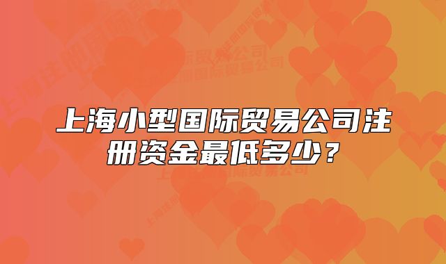 上海小型國際貿(mào)易公司注冊資金最低多少？