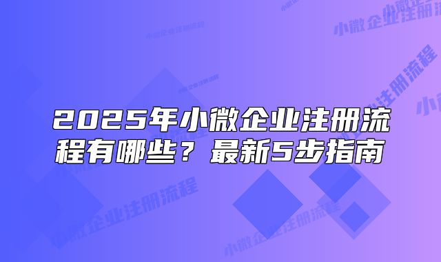 2025年小微企業(yè)注冊(cè)流程有哪些？最新5步指南