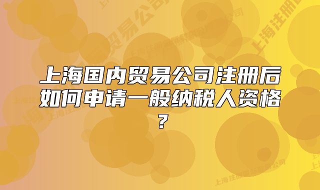 上海國(guó)內(nèi)貿(mào)易公司注冊(cè)后如何申請(qǐng)一般納稅人資格？