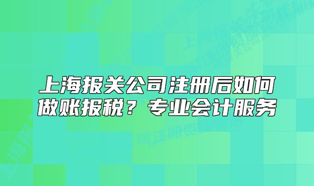 上海報關(guān)公司注冊后如何做賬報稅？專業(yè)會計服務(wù)