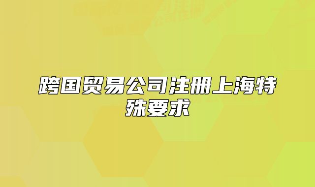 跨國貿(mào)易公司注冊(cè)上海特殊要求