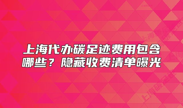 上海代辦碳足跡費(fèi)用包含哪些？隱藏收費(fèi)清單曝光