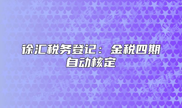 徐匯稅務(wù)登記：金稅四期自動核定