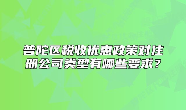 普陀區(qū)稅收優(yōu)惠政策對(duì)注冊(cè)公司類型有哪些要求？
