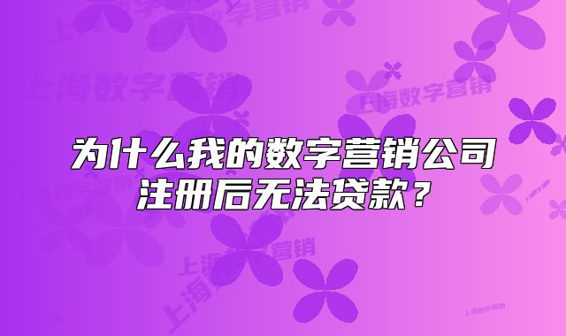 為什么我的數(shù)字營(yíng)銷公司注冊(cè)后無(wú)法貸款？