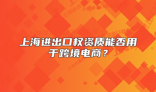 上海進出口權資質能否用于跨境電商？